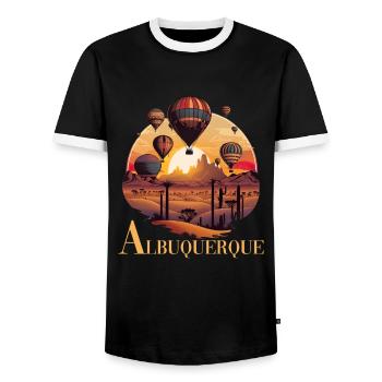 Albuquerque Ballon New Mexico Heißluftballon - Männer Kontrast-T-Shirt - Schwarz/Weiß - Vorne - AI Model Female 172 light (172cm) & AI Model Male 178 light (178cm)