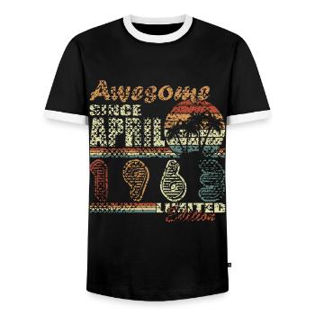 April 1963 Jahrestag April 1963 April - Männer Kontrast-T-Shirt - Schwarz/Weiß - Vorne - AI Model Female 172 light (172cm) & AI Model Male 178 light (178cm)