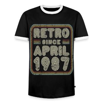 Geburtstag April 1987 Retro Geschenk - Männer Kontrast-T-Shirt - Schwarz/Weiß - Vorne - AI Model Female 172 light (172cm) & AI Model Male 178 light (178cm)
