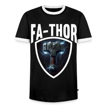 Papa Vathor Va Thor Fête des pères Fête des pères Cadeau de fête des pères - T-shirt contrasté Homme - noir/blanc - Devant - AI Model Female 172 light (172cm) & AI Model Male 178 light (178cm)