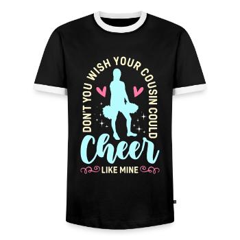 Cheerleading Ne souhaitez-vous pas que votre cousin applaudisse - T-shirt contrasté Homme - noir/blanc - Devant - AI Model Female 172 light (172cm) & AI Model Male 178 light (178cm)
