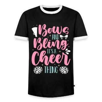 Cheerleading s’incline et bling c’est une acclamation - T-shirt contrasté Homme - noir/blanc - Devant - AI Model Female 172 light (172cm) & AI Model Male 178 light (178cm)