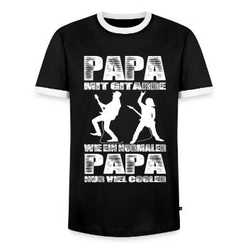 Papa Mit Gitarre Wie Ein Normaler Papa nur Cooler - Männer Kontrast-T-Shirt - Schwarz/Weiß - Vorne - AI Model Female 172 light (172cm) & AI Model Male 178 light (178cm)