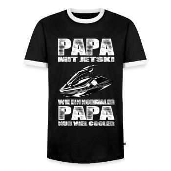 Papa Mit Jetski Wie Ein Normaler Papa Nur Cooler - Männer Kontrast-T-Shirt - Schwarz/Weiß - Vorne - AI Model Female 172 light (172cm) & AI Model Male 178 light (178cm)