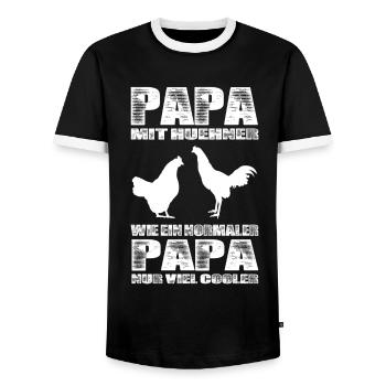 Papa Mit Hühner Wie Ein Normaler Papa Nur Cooler - Männer Kontrast-T-Shirt - Schwarz/Weiß - Vorne - AI Model Female 172 light (172cm) & AI Model Male 178 light (178cm)