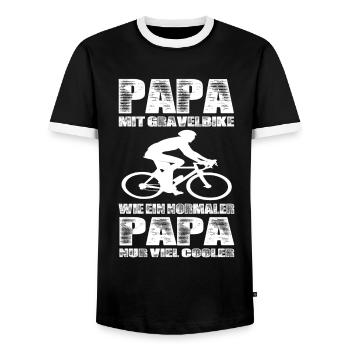 Papa Mit Gravelbike Wie Ein Normaler Papa Nur - Männer Kontrast-T-Shirt - Schwarz/Weiß - Vorne - AI Model Female 172 light (172cm) & AI Model Male 178 light (178cm)