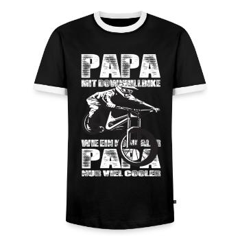 Papa Mit Downhill Bike Wie Ein Normaler Papa nur - Männer Kontrast-T-Shirt - Schwarz/Weiß - Vorne - AI Model Female 172 light (172cm) & AI Model Male 178 light (178cm)