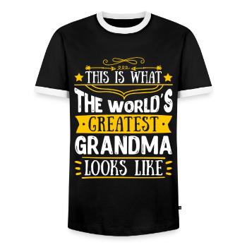 World's Best Grandma Mother's Day Best Grandma Super Grandma - Men's Ringer Shirt - black/white - Front - AI Model Female 172 light (172cm) & AI Model Male 178 light (178cm)