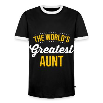 World greatest Auntie Muttertag Beste Tante - Männer Kontrast-T-Shirt - Schwarz/Weiß - Vorne - AI Model Female 172 light (172cm) & AI Model Male 178 light (178cm)