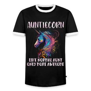 Tanticorn Tantes Fête des mères Licorne Fan Tante - T-shirt contrasté Homme - noir/blanc - Devant - AI Model Female 172 light (172cm) & AI Model Male 178 light (178cm)