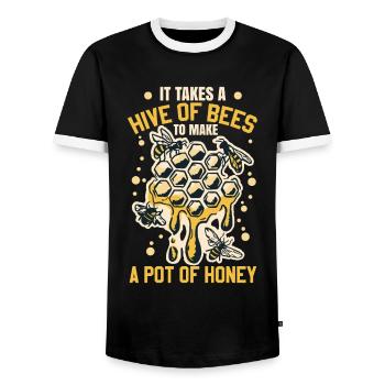 Il faut une ruche d’abeilles pour faire un pot de miel - T-shirt contrasté Homme - noir/blanc - Devant - AI Model Female 172 light (172cm) & AI Model Male 178 light (178cm)