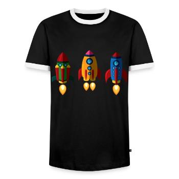 Astronaut lover future - Men's Ringer Shirt - black/white - Front - AI Model Female 172 light (172cm) & AI Model Male 178 light (178cm)