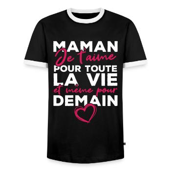 Maman je t'aime pour toute la vie - T-shirt contrasté Homme - noir/blanc - Devant - AI Model Female 172 light (172cm) & AI Model Male 178 light (178cm)