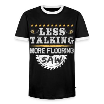 Poseur de tapis de construction de revêtement de sol - T-shirt contrasté Homme - noir/blanc - Devant - AI Model Female 172 light (172cm) & AI Model Male 178 light (178cm)