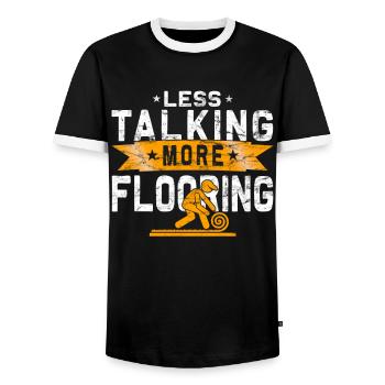 Installateurs de tapis de revêtements de sol - T-shirt contrasté Homme - noir/blanc - Devant - AI Model Female 172 light (172cm) & AI Model Male 178 light (178cm)