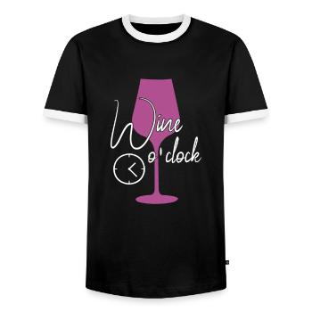 Wine time funny saying - Men's Ringer Shirt - black/white - Front - AI Model Female 172 light (172cm) & AI Model Male 178 light (178cm)