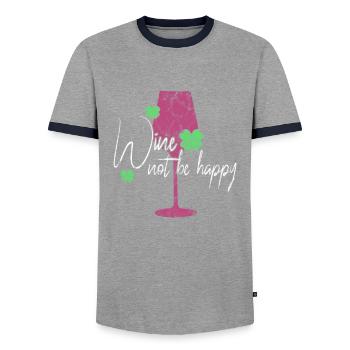 Wein Glück Spruch - Männer Kontrast-T-Shirt - Grau/Navy  - Vorne - AI Model Female 172 light (172cm) & AI Model Male 178 light (178cm)