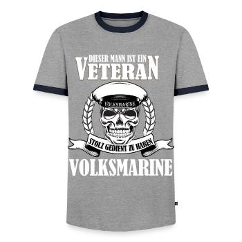 Veteran Volksmarine NVA nationale Volksarmee - Männer Kontrast-T-Shirt - Grau/Navy  - Vorne - AI Model Female 172 light (172cm) & AI Model Male 178 light (178cm)