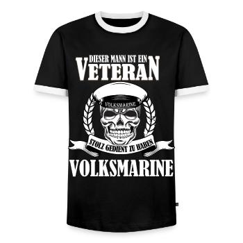 Veteran Volksmarine NVA nationale Volksarmee - Männer Kontrast-T-Shirt - Schwarz/Weiß - Vorne - AI Model Female 172 light (172cm) & AI Model Male 178 light (178cm)