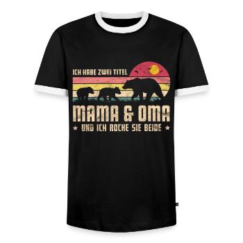 Zwei Titel Mama Oma Muttertag Mama Bär - Männer Kontrast-T-Shirt - Schwarz/Weiß - Vorne - AI Model Female 172 light (172cm) & AI Model Male 178 light (178cm)