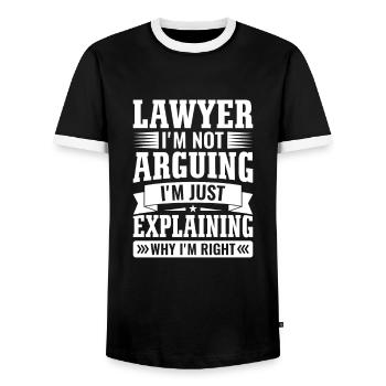 Avocats Drôle d’avocat étudiant en droit - T-shirt contrasté Homme - noir/blanc - Devant - AI Model Female 172 light (172cm) & AI Model Male 178 light (178cm)