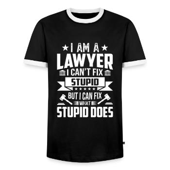 Avocats Drôle d’avocat étudiant en droit - T-shirt contrasté Homme - noir/blanc - Devant - AI Model Female 172 light (172cm) & AI Model Male 178 light (178cm)