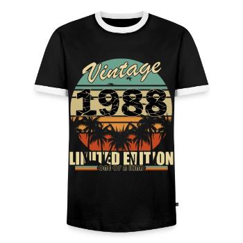 Né en 1988 - T-shirt contrasté Homme - noir/blanc - Devant - AI Model Female 172 light (172cm) & AI Model Male 178 light (178cm)