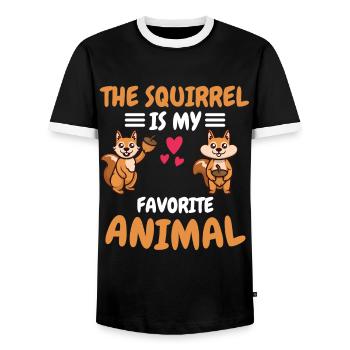 Favorite Animal Animal Funny Gift Squirrel - Men's Ringer Shirt - black/white - Front - AI Model Female 172 light (172cm) & AI Model Male 178 light (178cm)