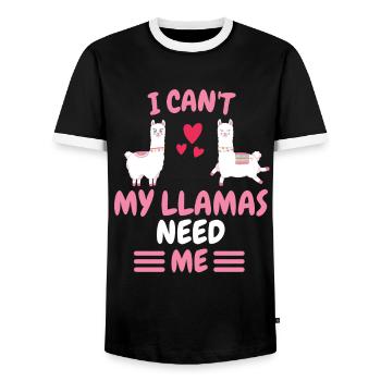 Ich kann nicht Tier Alpaka Lustiges Geschenk Lama - Männer Kontrast-T-Shirt - Schwarz/Weiß - Vorne - AI Model Female 172 light (172cm) & AI Model Male 178 light (178cm)