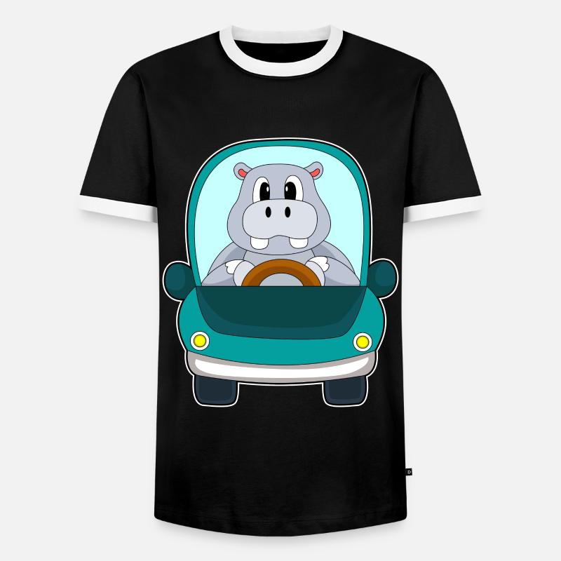 Nilpferd Auto - Männer Kontrast-T-Shirt - Schwarz/Weiß