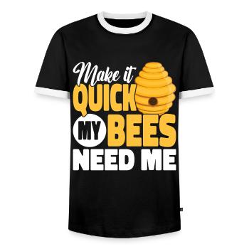 beekeeper beekeeper bees honey bee beekeeping - Men's Ringer Shirt - black/white - Front - AI Model Female 172 light (172cm) & AI Model Male 178 light (178cm)