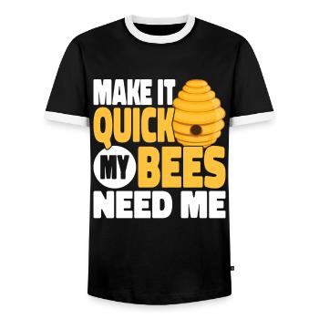 apiculteur apiculteur abeilles mellifères apiculture - T-shirt contrasté Homme - noir/blanc - Devant - AI Model Female 172 light (172cm) & AI Model Male 178 light (178cm)