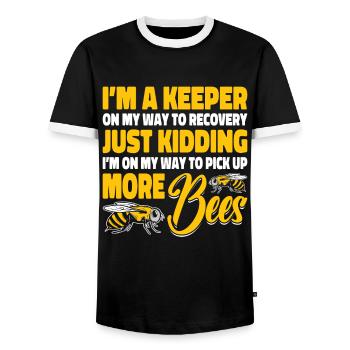beekeeper beekeeper bees honey bee beekeeping - Men's Ringer Shirt - black/white - Front - AI Model Female 172 light (172cm) & AI Model Male 178 light (178cm)