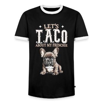 Let's Taco about my Frenchie - Men's Ringer Shirt - black/white - Front - AI Model Female 172 light (172cm) & AI Model Male 178 light (178cm)