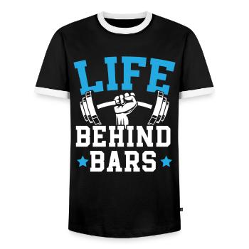 La vie derrière les barreaux Entraîneur d’haltérophilie Fitnesses - T-shirt contrasté Homme - noir/blanc - Devant - AI Model Female 172 light (172cm) & AI Model Male 178 light (178cm)
