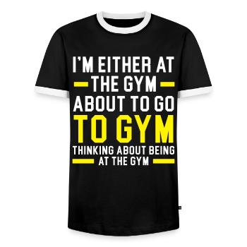 Entraîneur Musculation Haltérophilie Gym Fi - T-shirt contrasté Homme - noir/blanc - Devant - AI Model Female 172 light (172cm) & AI Model Male 178 light (178cm)