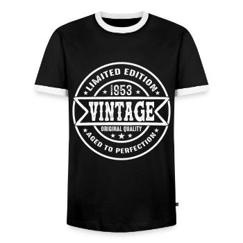 1953 Vintage Original 1953 Birthday Gift - Men's Ringer Shirt - black/white - Front - AI Model Female 172 light (172cm) & AI Model Male 178 light (178cm)