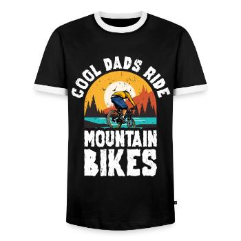 Father Papa Mountain biker - Men's Ringer Shirt - black/white - Front - AI Model Female 172 light (172cm) & AI Model Male 178 light (178cm)