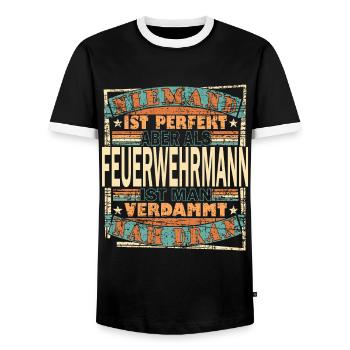 Feuerwehrmann Spruch Geschenkidee - Männer Kontrast-T-Shirt - Schwarz/Weiß - Vorne - AI Model Female 172 light (172cm) & AI Model Male 178 light (178cm)