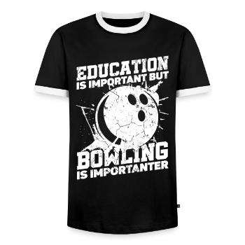 Bildung Ist Wichtig, Aber Sport Ball Bowler - Männer Kontrast-T-Shirt - Schwarz/Weiß - Vorne - AI Model Female 172 light (172cm) & AI Model Male 178 light (178cm)