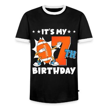 Es Ist Mein 7. Geburtstag American Football - Männer Kontrast-T-Shirt - Schwarz/Weiß - Vorne - AI Model Female 172 light (172cm) & AI Model Male 178 light (178cm)