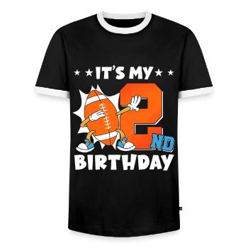 Es Ist Mein 2. Geburtstag American Football - Männer Kontrast-T-Shirt - Schwarz/Weiß - Vorne - AI Model Female 172 light (172cm) & AI Model Male 178 light (178cm)