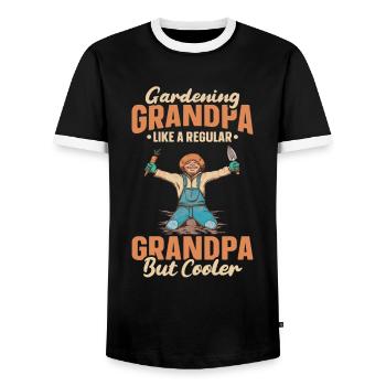Hobby Gardener Garden Gardening Grandpa - Men's Ringer Shirt - black/white - Front - AI Model Female 172 light (172cm) & AI Model Male 178 light (178cm)