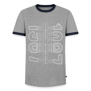 Finest Vintage 1987 Year of birth 1987 Birthday - Men's Ringer Shirt - grey/navy  - Front - AI Model Female 172 light (172cm) & AI Model Male 178 light (178cm)