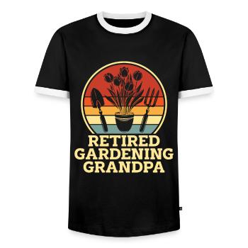 Hobby Gardener Garden Gardening Grandpa - Men's Ringer Shirt - black/white - Front - AI Model Female 172 light (172cm) & AI Model Male 178 light (178cm)