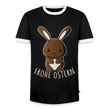 Schokohase Süßer Oster-Schokohase Frohe Ostern - Männer Kontrast-T-Shirt - Schwarz/Weiß - Vorne - AI Model Female 172 light (172cm) & AI Model Male 178 light (178cm)
