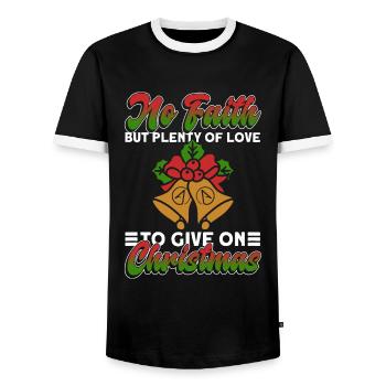 Atheist Atheism Anti Church Christmas Love - Men's Ringer Shirt - black/white - Front - AI Model Female 172 light (172cm) & AI Model Male 178 light (178cm)