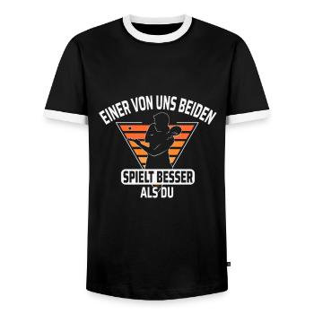 Einer von uns beiden spielt besser als du - Männer Kontrast-T-Shirt - Schwarz/Weiß - Vorne - AI Model Female 172 light (172cm) & AI Model Male 178 light (178cm)