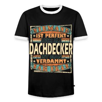 Dachdecker Dachdeckerin Dachspengler - Männer Kontrast-T-Shirt - Schwarz/Weiß - Vorne - AI Model Female 172 light (172cm) & AI Model Male 178 light (178cm)