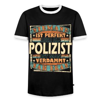 Polizei Polizist Polizisten Spruch - Männer Kontrast-T-Shirt - Schwarz/Weiß - Vorne - AI Model Female 172 light (172cm) & AI Model Male 178 light (178cm)